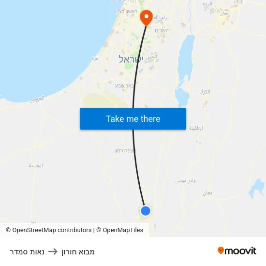 נאות סמדר to מבוא חורון map