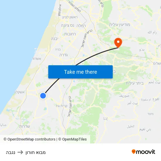 נגבה to מבוא חורון map