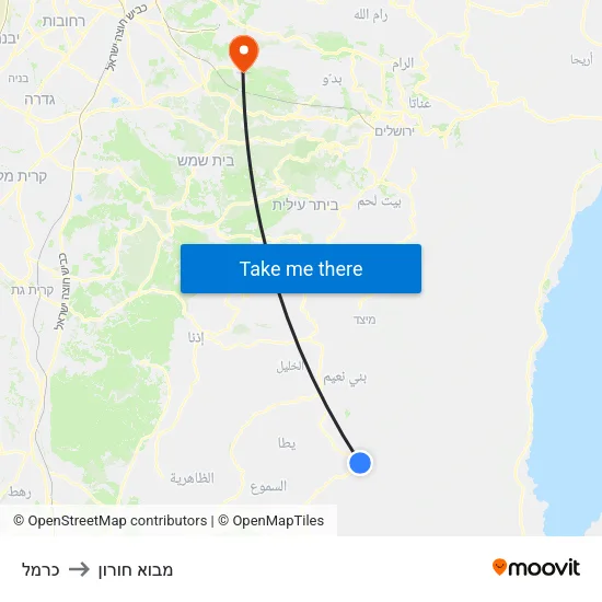כרמל to מבוא חורון map