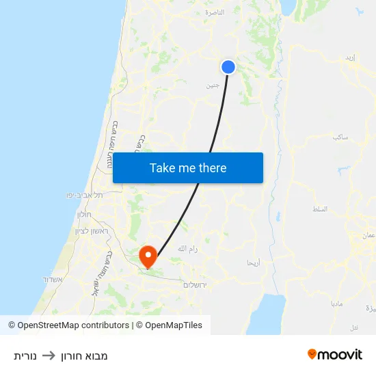 נורית to מבוא חורון map