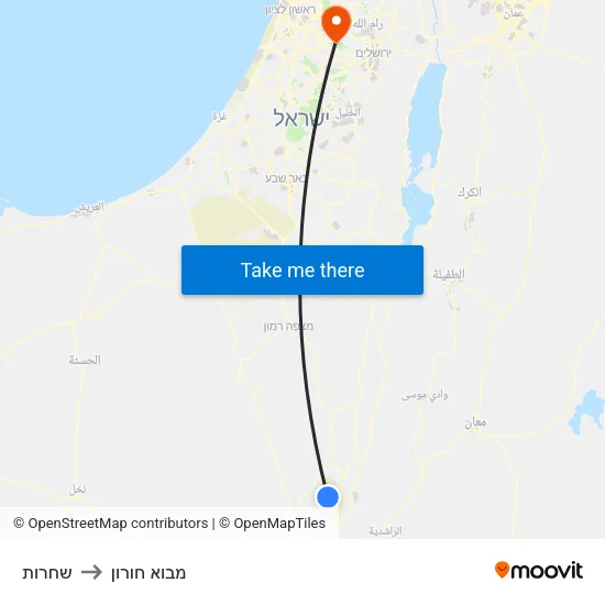 שחרות to מבוא חורון map