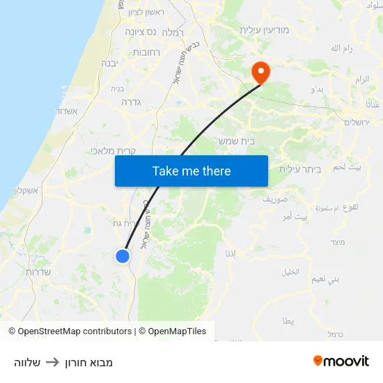 שלווה to מבוא חורון map