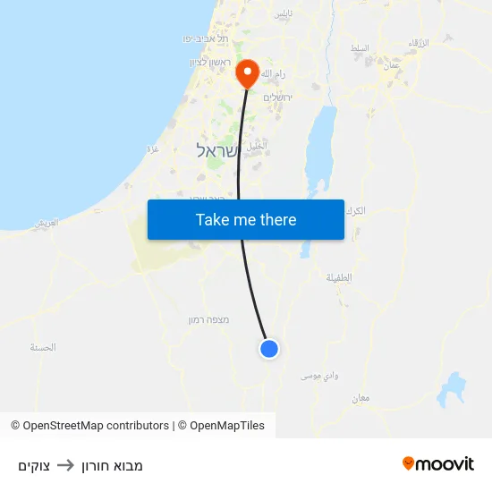 צוקים to מבוא חורון map