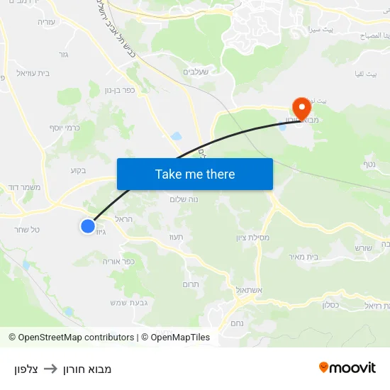 צלפון to מבוא חורון map