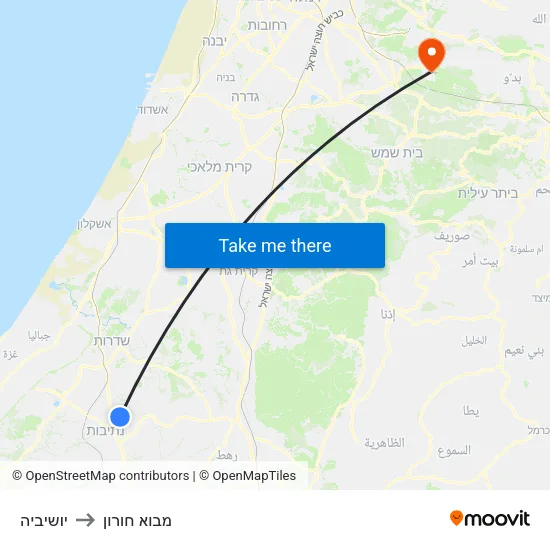 יושיביה to מבוא חורון map