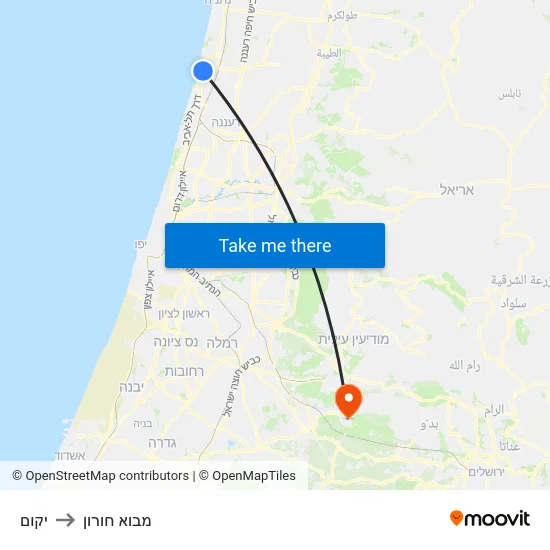 יקום to מבוא חורון map