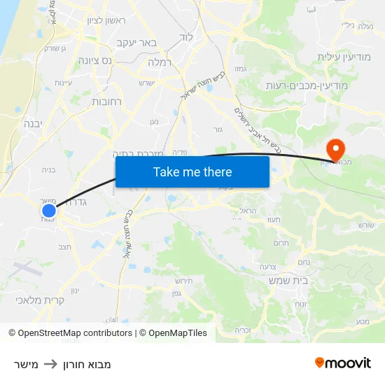מישר to מבוא חורון map