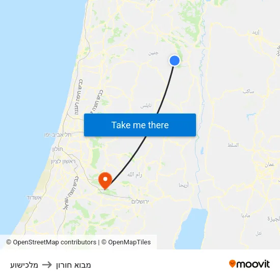 מלכישוע to מבוא חורון map