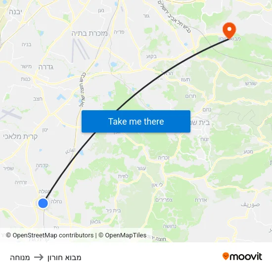 מנוחה to מבוא חורון map