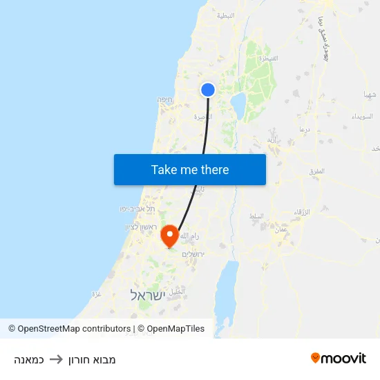 כמאנה to מבוא חורון map
