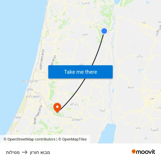 מסילות to מבוא חורון map
