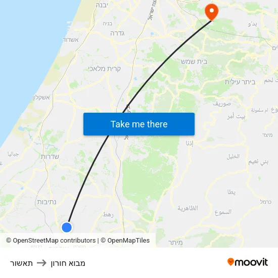 תאשור to מבוא חורון map