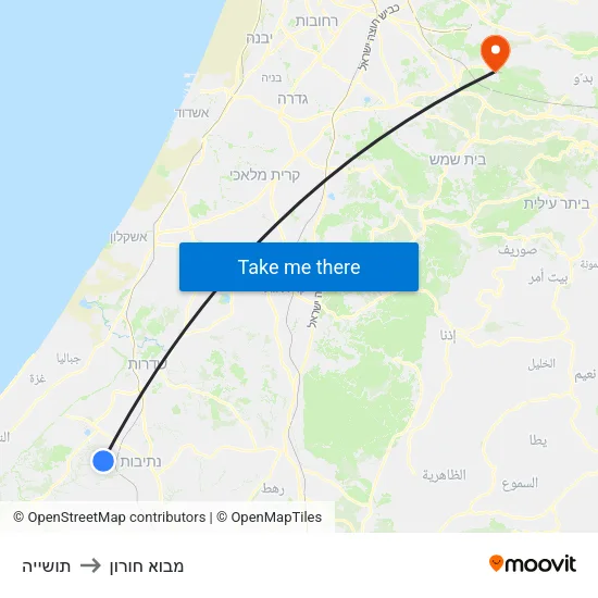 תושייה to מבוא חורון map