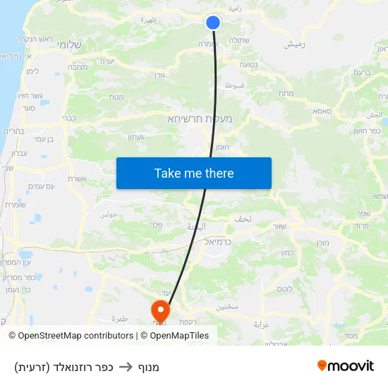 כפר רוזנואלד (זרעית) to מנוף map
