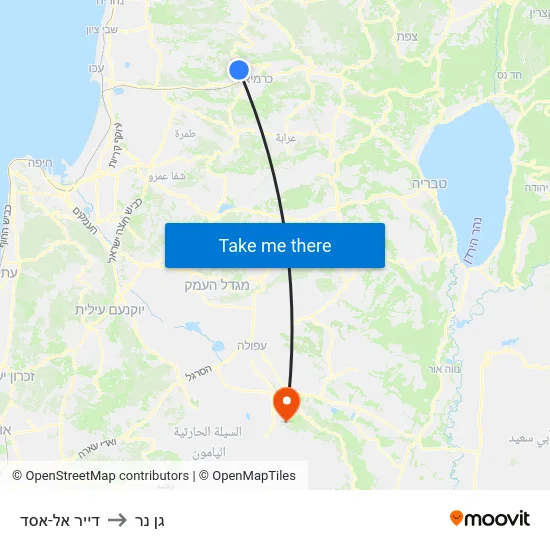 דייר אל-אסד to גן נר map