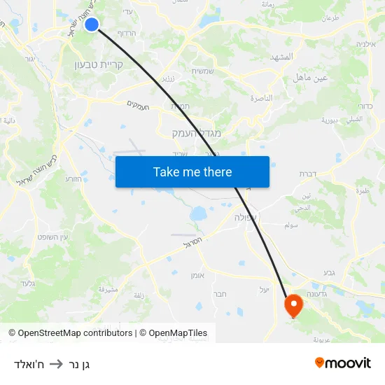 ח'ואלד to גן נר map