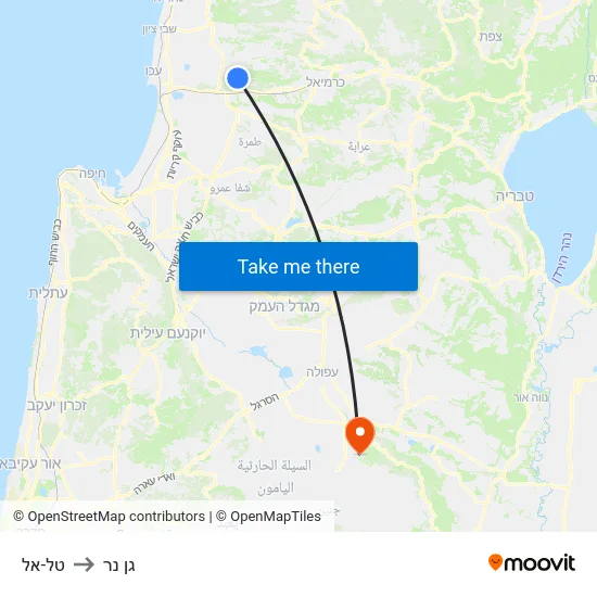 טל-אל to גן נר map