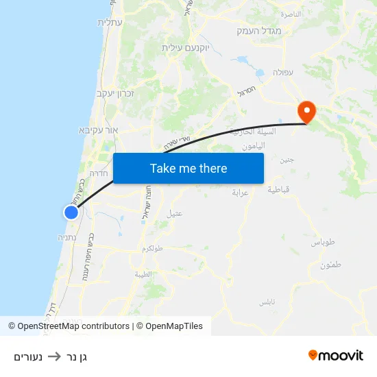 נעורים to גן נר map