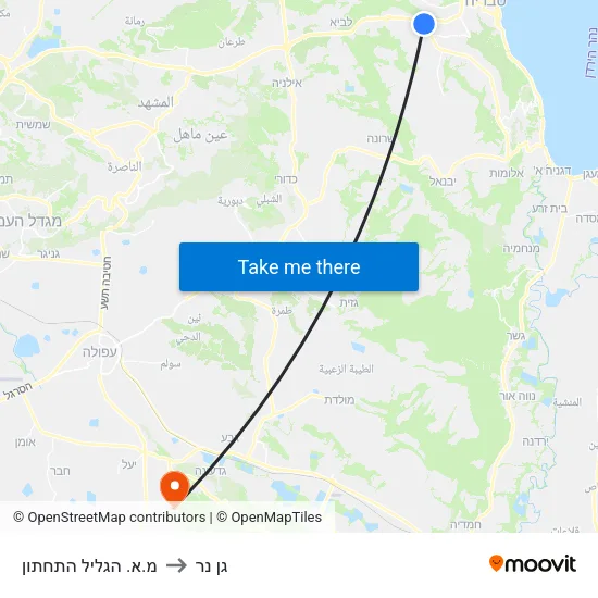 מ.א. הגליל התחתון to גן נר map