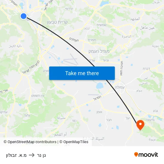 מ.א. זבולון to גן נר map