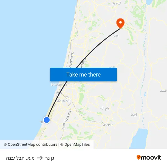 מ.א. חבל יבנה to גן נר map