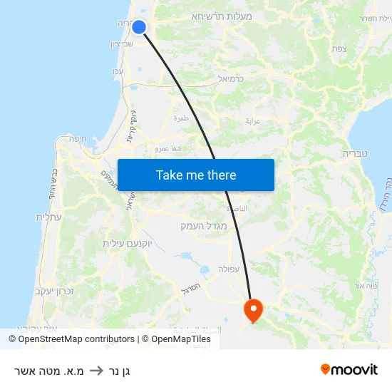 מ.א. מטה אשר to גן נר map