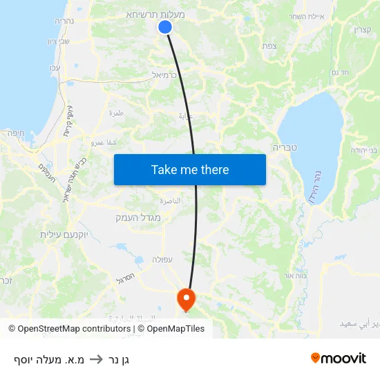 מ.א. מעלה יוסף to גן נר map