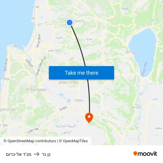 מג'ד אל-כרום to גן נר map