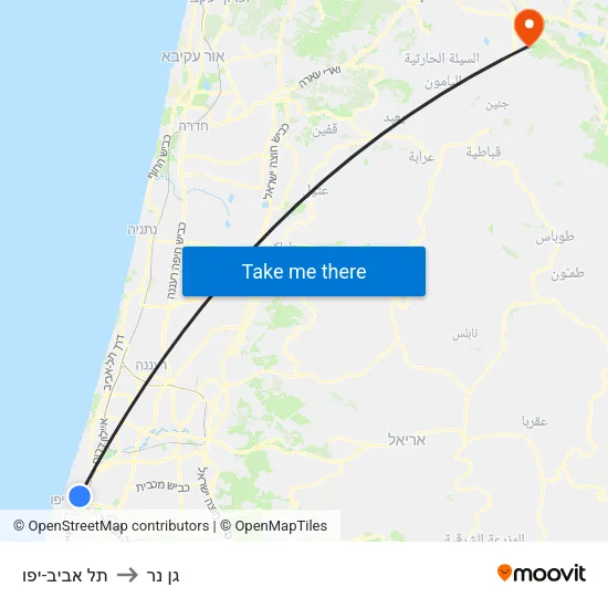 תל אביב-יפו to גן נר map