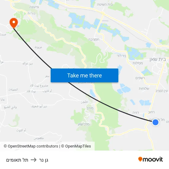 תל תאומים to גן נר map