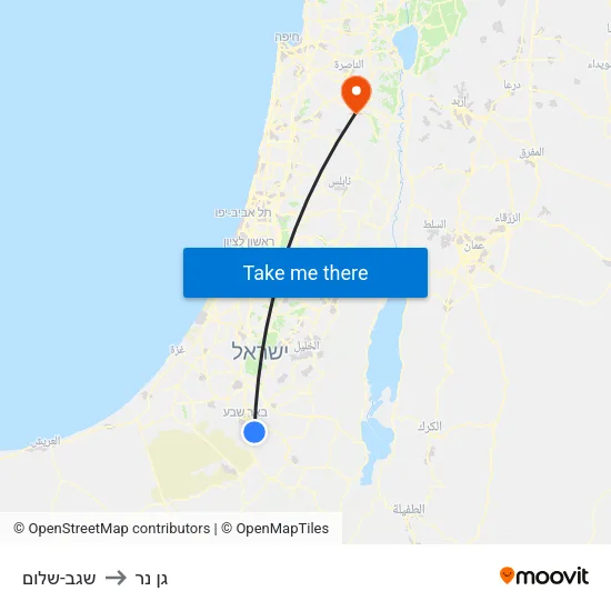 שגב-שלום to גן נר map