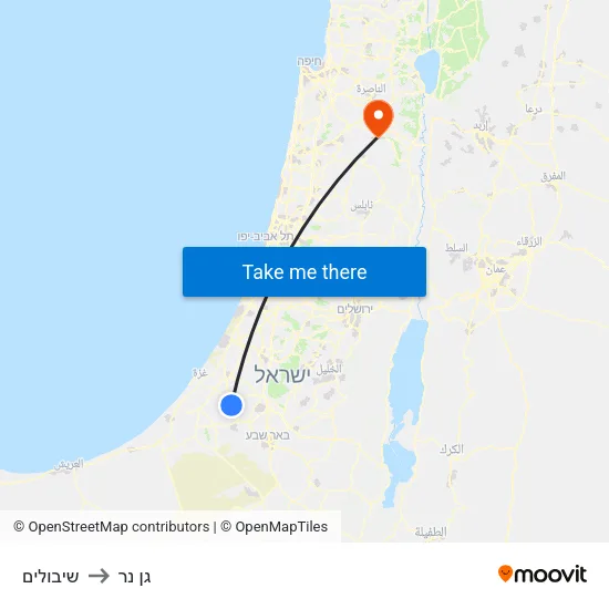 שיבולים to גן נר map