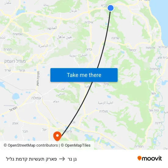 פארק תעשיות קדמת גליל to גן נר map