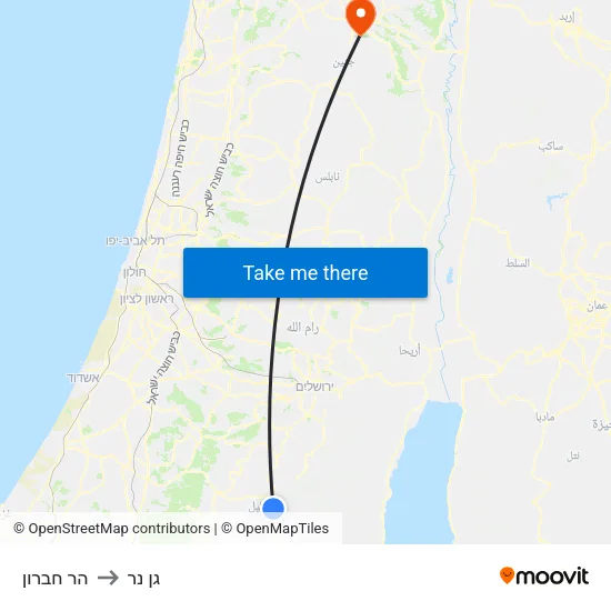 הר חברון to גן נר map