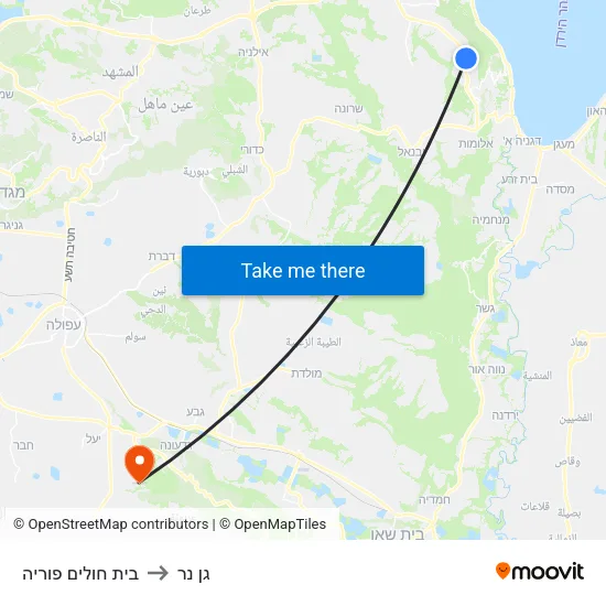 בית חולים פוריה to גן נר map