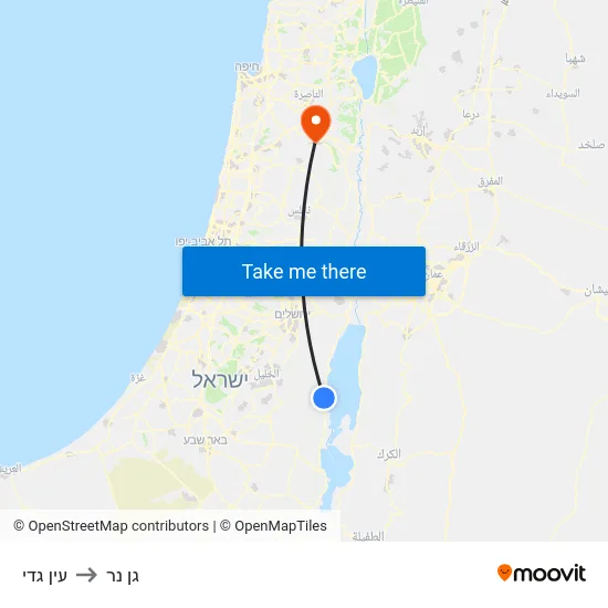 עין גדי to גן נר map