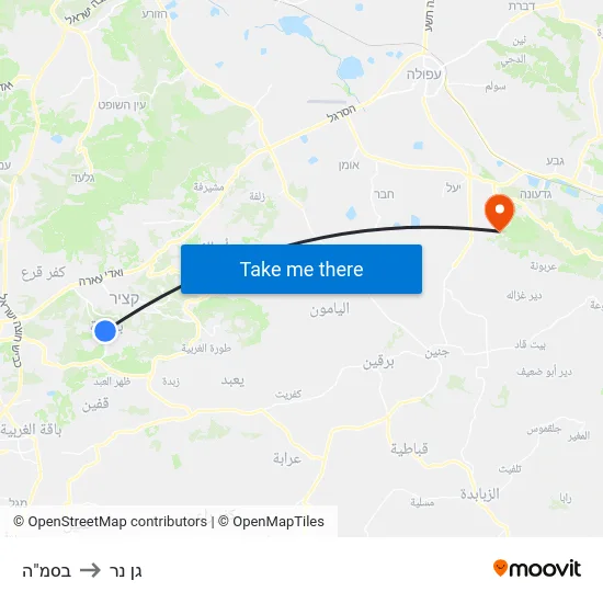 בסמ"ה to גן נר map