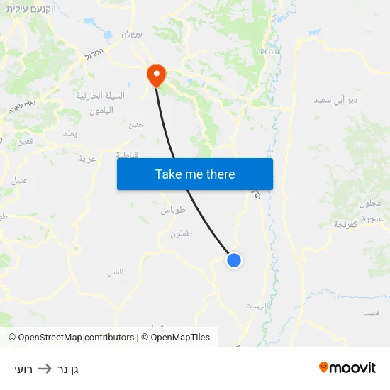 רועי to גן נר map