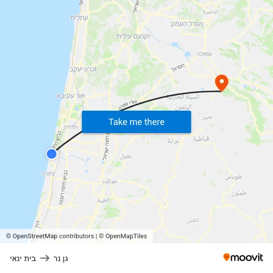 בית ינאי to גן נר map