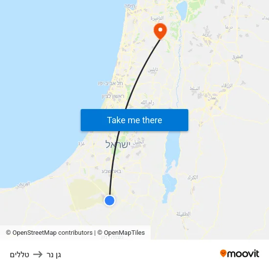 טללים to גן נר map