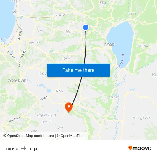 טפחות to גן נר map