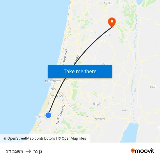 משגב דב to גן נר map
