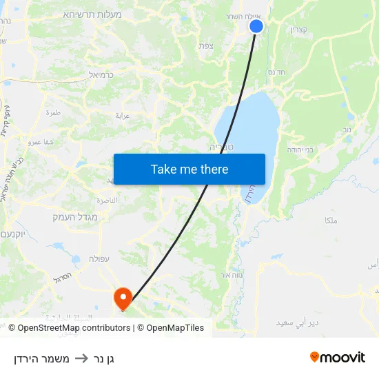 משמר הירדן to גן נר map