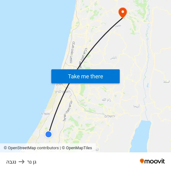 נגבה to גן נר map