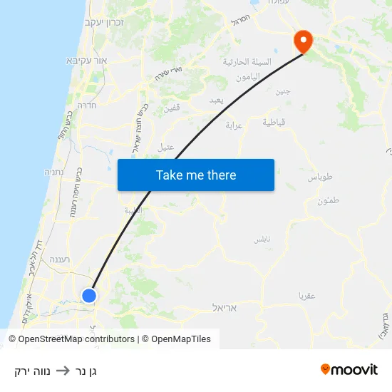 נווה ירק to גן נר map