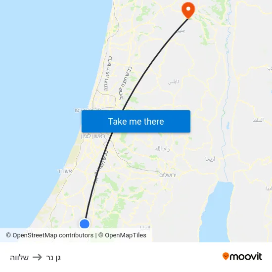 שלווה to גן נר map