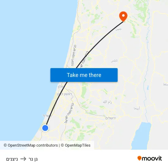ניצנים to גן נר map