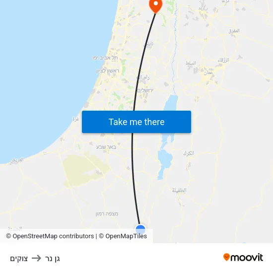 צוקים to גן נר map