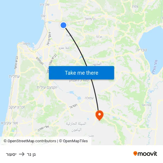 יסעור to גן נר map