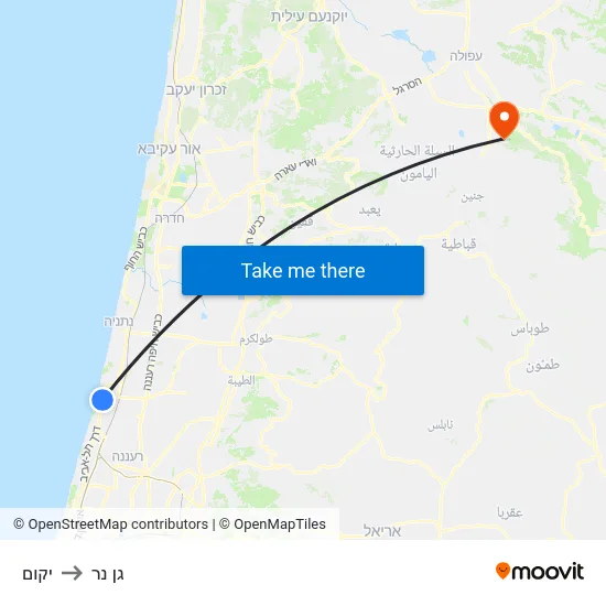 יקום to גן נר map